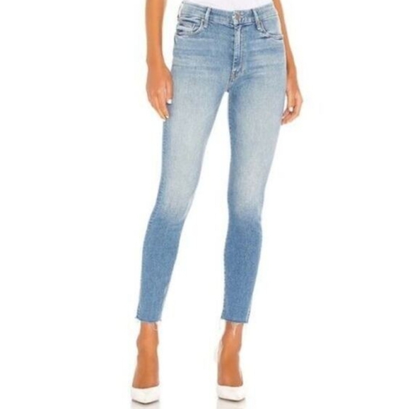 MOTHER The Looker Ankle Fray High Rise Skinny Jeans Hold My Hand 24 - Picture 1 of 10